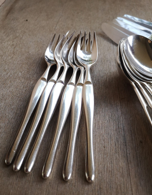 Christofle "Tapio" silver-plated half-cutlery set, 24 pieces (6 individual place settings)