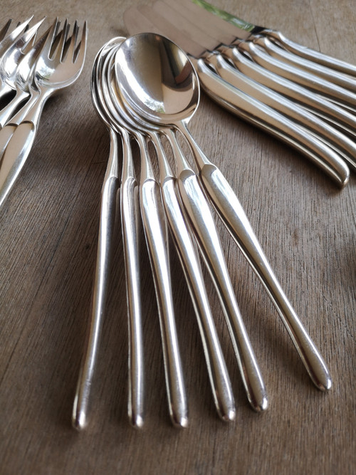 Christofle "Tapio" silver-plated half-cutlery set, 24 pieces (6 individual place settings)
