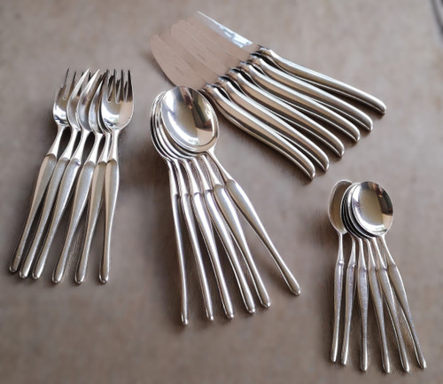Christofle "Tapio" silver-plated half-cutlery set, 24 pieces (6 individual place settings)