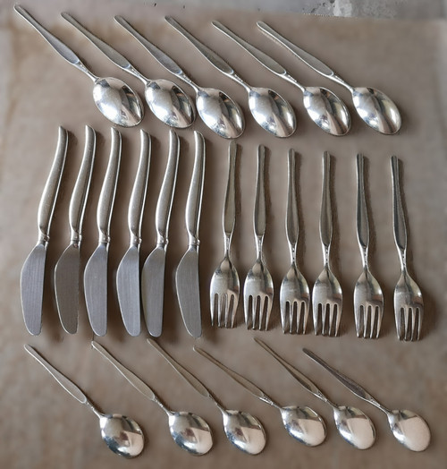 Christofle "Tapio" silver-plated half-cutlery set, 24 pieces (6 individual place settings)