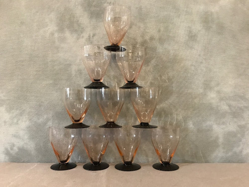 Ensemble de 10 verres Art Déco, vers 1940 légèrement fumé 