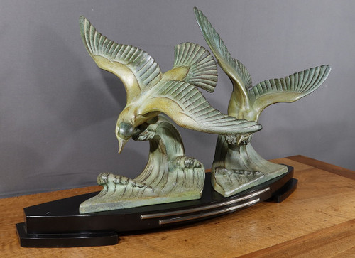 Wichtiges Regulativ "Les Mouettes", I.Rochard zugeschrieben, Art Déco - 1940