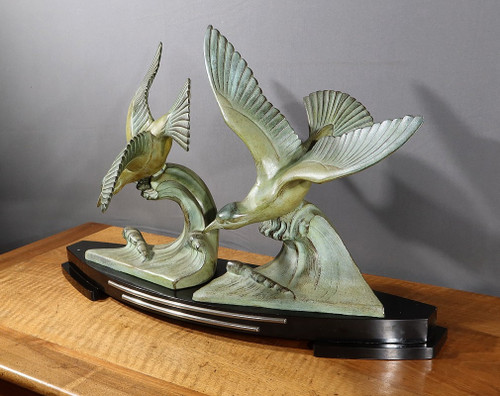 Wichtiges Regulativ "Les Mouettes", I.Rochard zugeschrieben, Art Déco - 1940