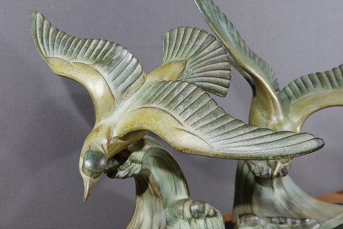Wichtiges Regulativ "Les Mouettes", I.Rochard zugeschrieben, Art Déco - 1940