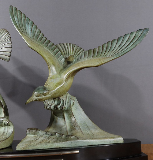 Wichtiges Regulativ "Les Mouettes", I.Rochard zugeschrieben, Art Déco - 1940