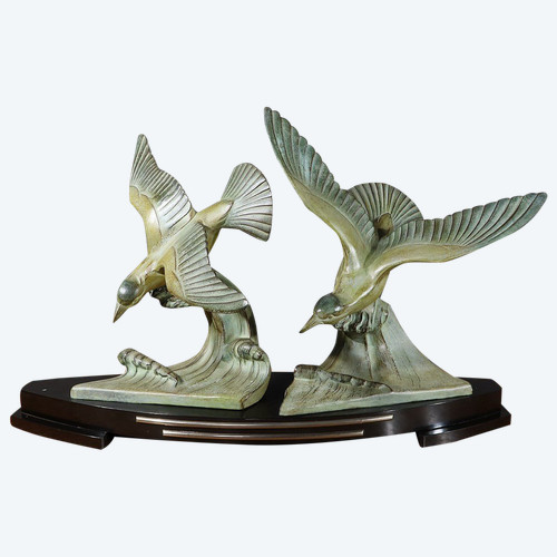 Wichtiges Regulativ "Les Mouettes", I.Rochard zugeschrieben, Art Déco - 1940