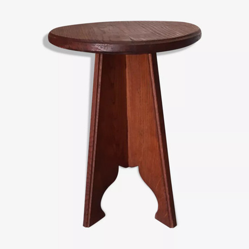 Alter Hocker aus massiver Eiche Volkskunst