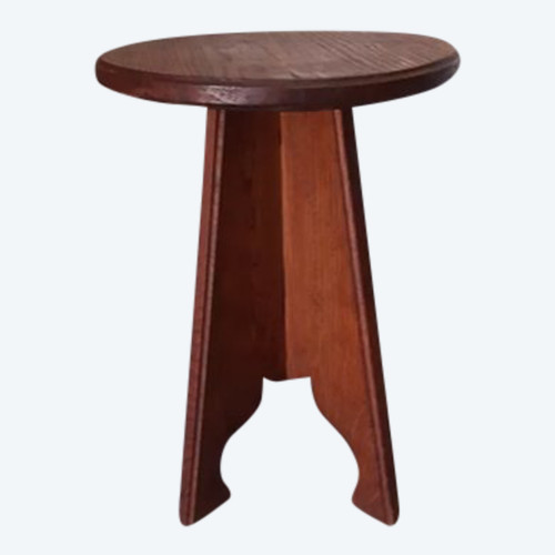 Alter Hocker aus massiver Eiche Volkskunst