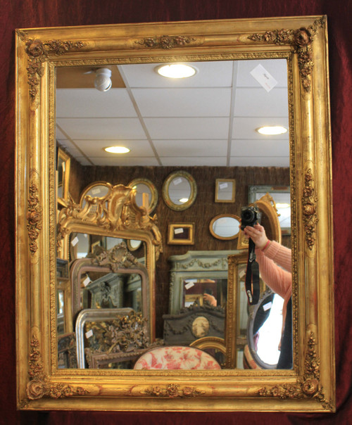 83 X 102 Cm, Antikspiegel Rechteckig, Rosendekor, Blattgold