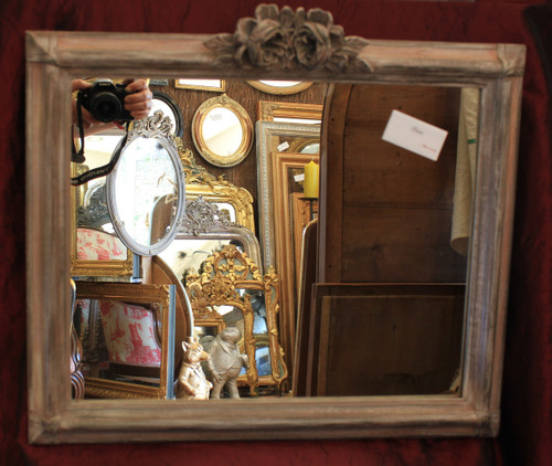 51 X 58 Cm , Faux Pair Of Mirrors, Patina And Flower Designs