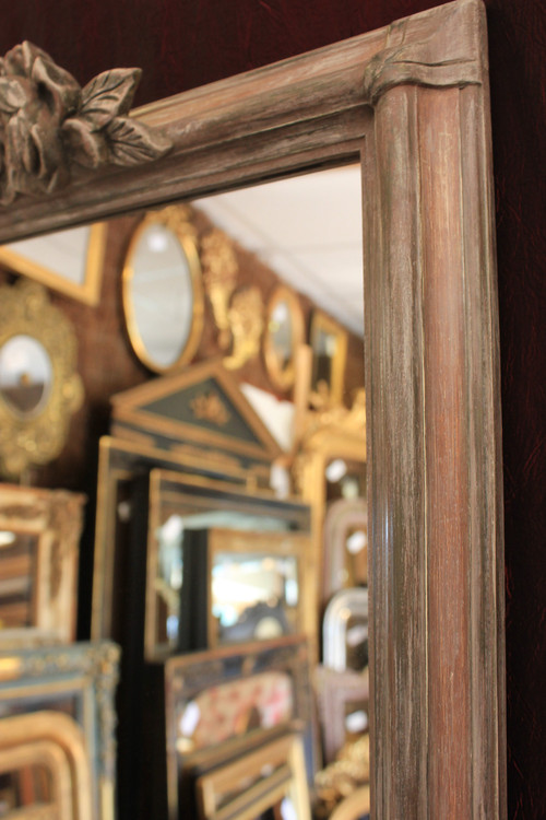 51 X 58 Cm , Faux Pair Of Mirrors, Patina And Flower Designs