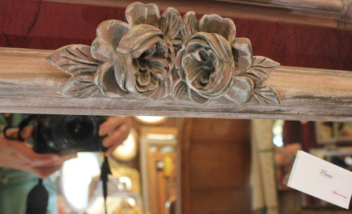 51 X 58 Cm , Faux Pair Of Mirrors, Patina And Flower Designs