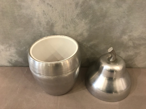 Stainless steel pear-shaped ice bucket circa 1970