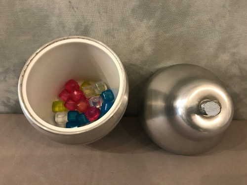 Stainless steel pear-shaped ice bucket circa 1970