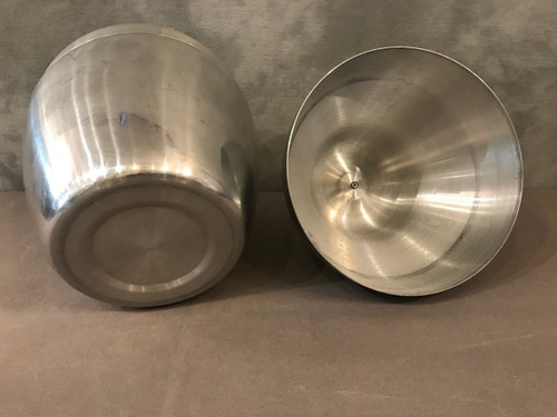 Stainless steel pear-shaped ice bucket circa 1970