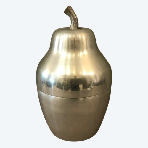 Stainless steel pear-shaped ice bucket circa 1970