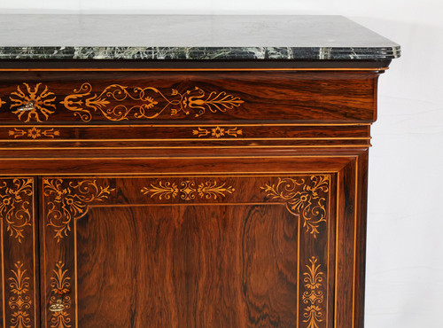 Cassettone d'epoca Carlo X in palissandro con ante