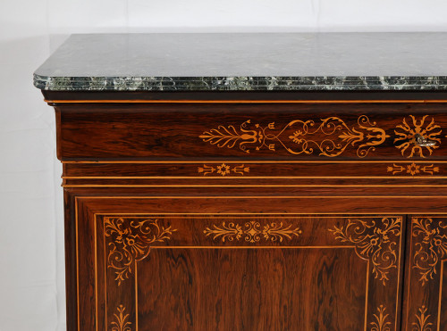 Cassettone d'epoca Carlo X in palissandro con ante
