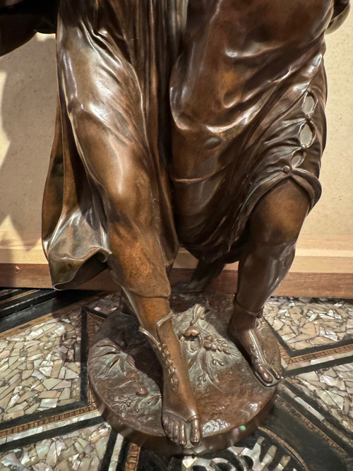 "Zwei Musikerinnen", Bronze mit Medaillenpatina, signiert DUMAIGE, um 1880
