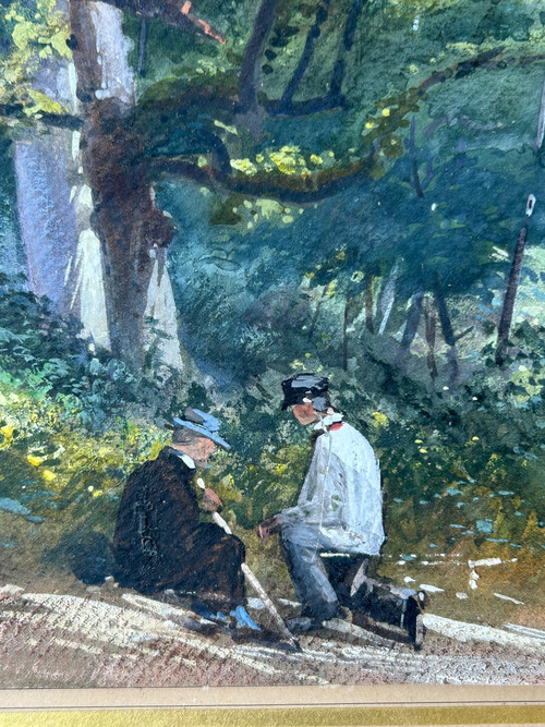 Armand Théophile Cassagne (1823-1907) Aquarelle Vue De La Forêt De Fontainebleau 1866 