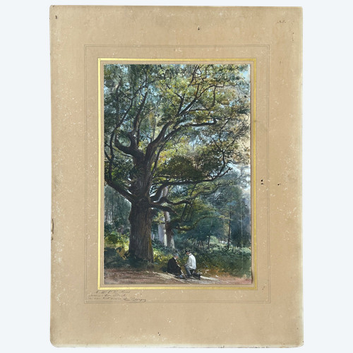 Armand Théophile Cassagne (1823-1907) Aquarelle Vue De La Forêt De Fontainebleau 1866 