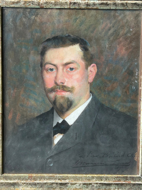 François Maurice Lard (1864-1908) Portrait - Pastel Signed Dated 1904