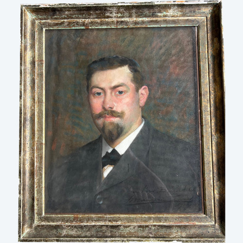 François Maurice Lard (1864-1908) Portrait - Pastel Signed Dated 1904