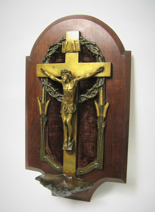 19th C. Bronze stoup.
