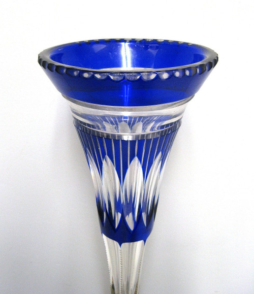 Vase Cornet En Cristal Taillé XIXe.