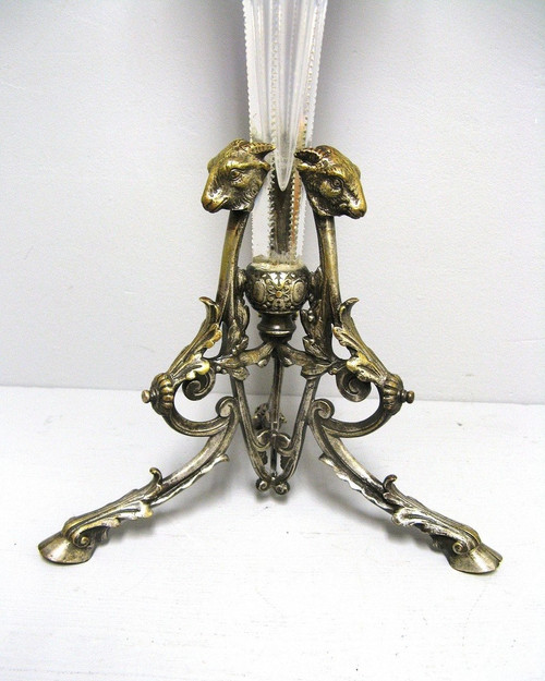 Vase Cornet En Cristal Taillé XIXe.