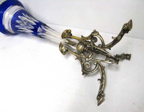 Vase Cornet En Cristal Taillé XIXe.
