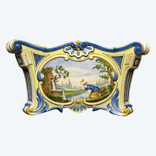 Sarreguemines Jardinière En Faïence 1880 Décor 652