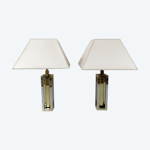 Pair of 70's lamps in the Willy RIZZO style