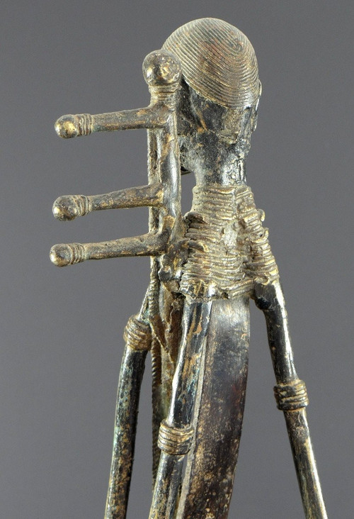 India, Early 20th Century, Rare And Large Bronze Tribal Statue, Saranghi Player.