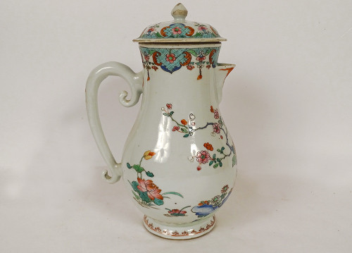 Verseuse Couverte Porcelaine Chine Compagnie Indes Famille Verte Kangxi 18è