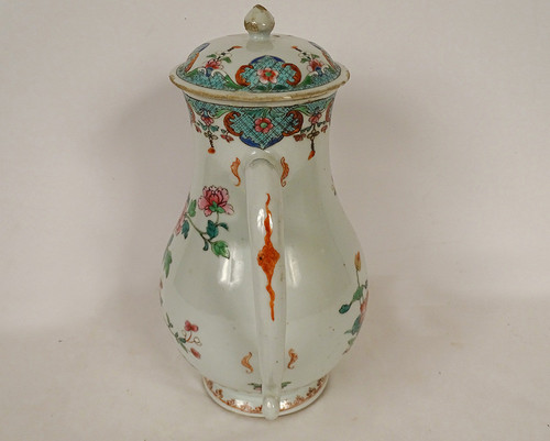 Verseuse Couverte Porcelaine Chine Compagnie Indes Famille Verte Kangxi 18è