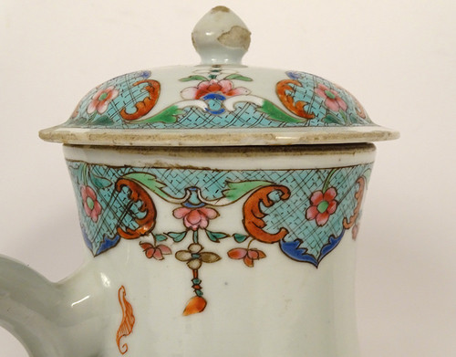 Verseuse Couverte Porcelaine Chine Compagnie Indes Famille Verte Kangxi 18è