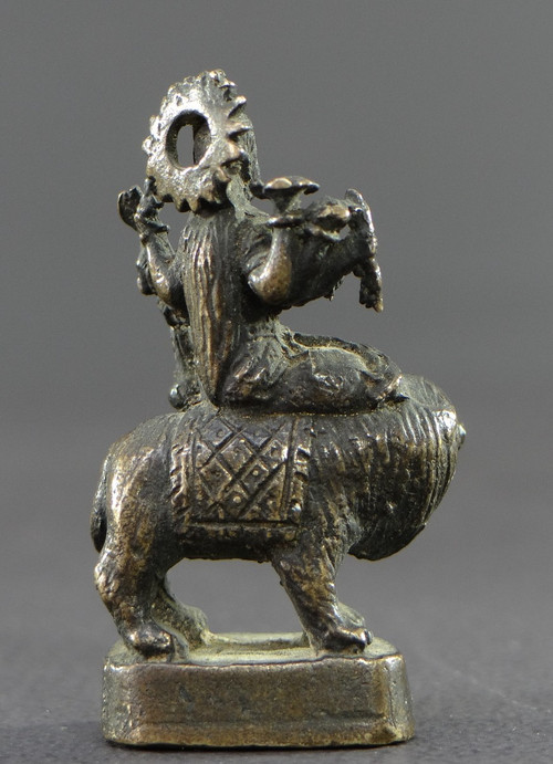 Inde, XIXe Siècle, Rare Statue Miniature De La Déesse Hindoue Durga, En Tenue d'Apparat.