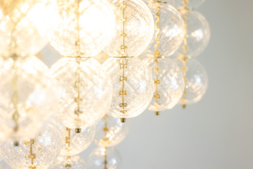 Chandelier in blown glass and gilded brass. 1970s. LS59391508H