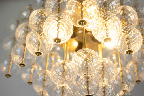 Chandelier in blown glass and gilded brass. 1970s. LS59391508H
