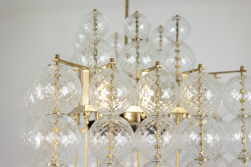 Chandelier in blown glass and gilded brass. 1970s. LS59391508H