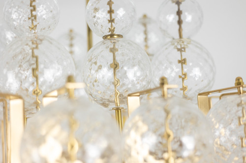 Chandelier in blown glass and gilded brass. 1970s. LS59391508H