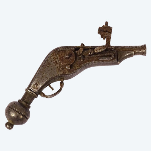 Petit Pistolet à Rouet Miniature Fer Forgé Ateliers Nuremberg Allemagne 16è