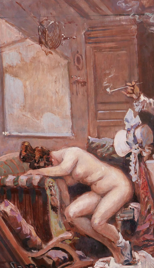 Georges CONRAD 1874-1936 Der Aufbruch des geliebten Mannes auf eine Reise, Gemälde, um 1900