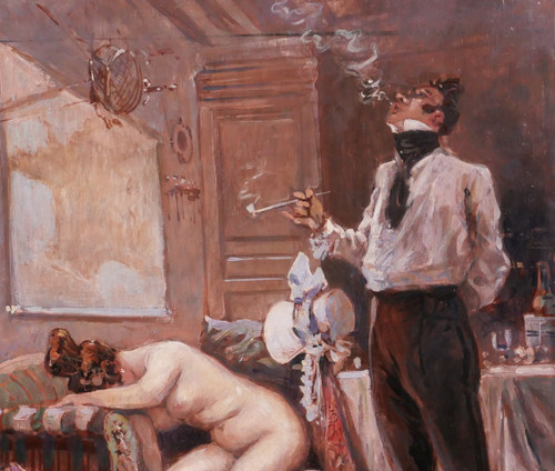 Georges CONRAD 1874-1936 Der Aufbruch des geliebten Mannes auf eine Reise, Gemälde, um 1900