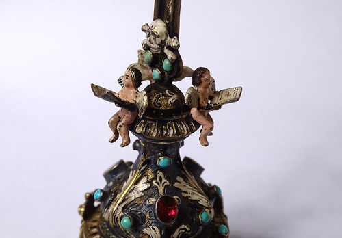 Piccolo Crocifisso Austria Vienna Argento smaltato Cristo turchese XIX secolo