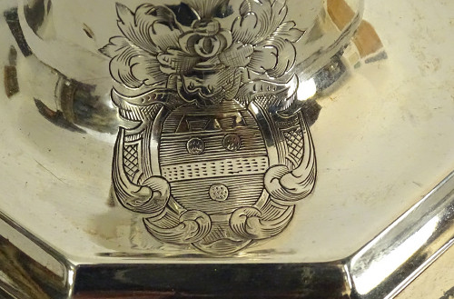 Pair of silver candlesticks Fermiers Généraux Laval André Lasnier Coat of arms 18th century