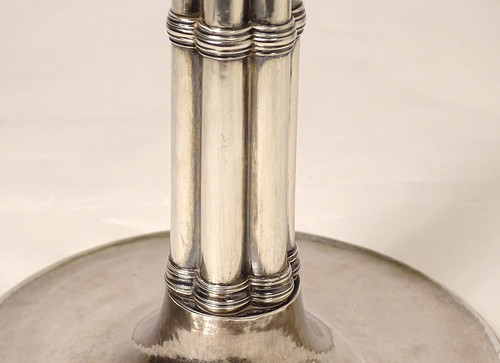 Pair of Candlesticks à La Financière Swiss Silver Bossard Goldsmith 1541gr 19th century