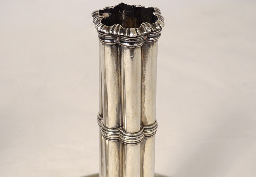 Pair of Candlesticks à La Financière Swiss Silver Bossard Goldsmith 1541gr 19th century