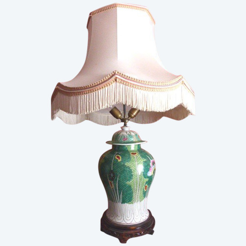 Lampada in vaso di zenzero in porcellana cinese del XIX secolo